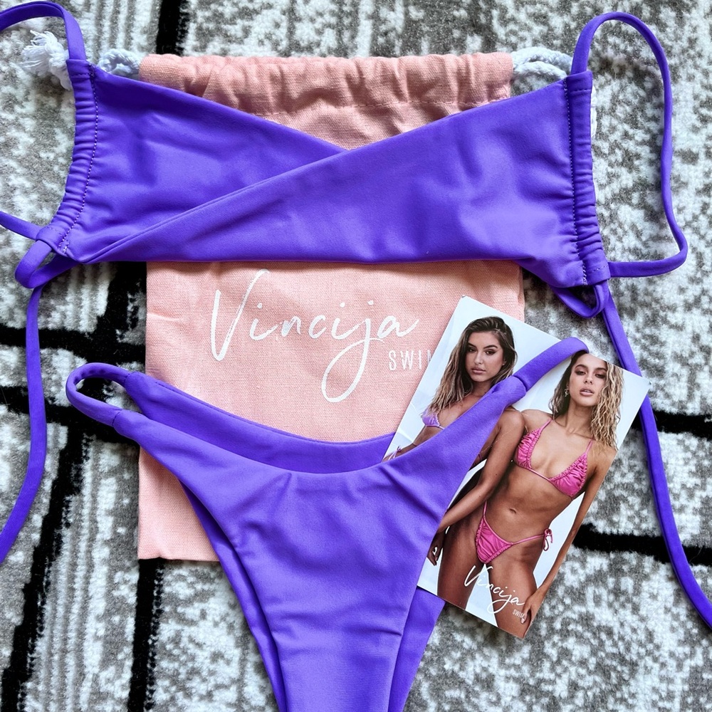 Vincija Swim set matte purple TWIST TOP SET w/ THIN STRAP BOTTOM